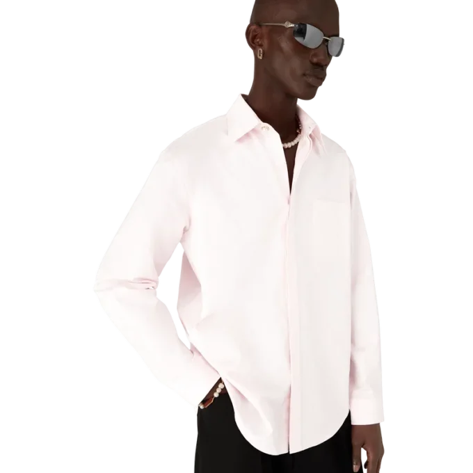 Camicia a maniche lunghe in cotone con monogramma