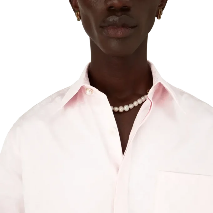 Camicia a maniche lunghe in cotone con monogramma