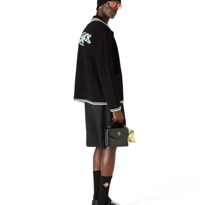 Camicia a maniche lunghe in cotone ricamato all’uncinetto