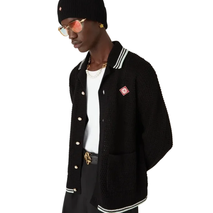 Camicia a maniche lunghe in cotone ricamato all’uncinetto