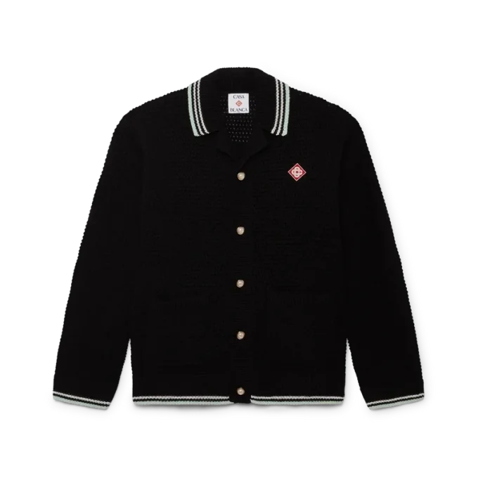 Camicia a maniche lunghe in cotone ricamato all’uncinetto