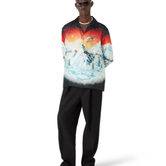 Camicia a maniche lunghe in twill di seta Ski Lake