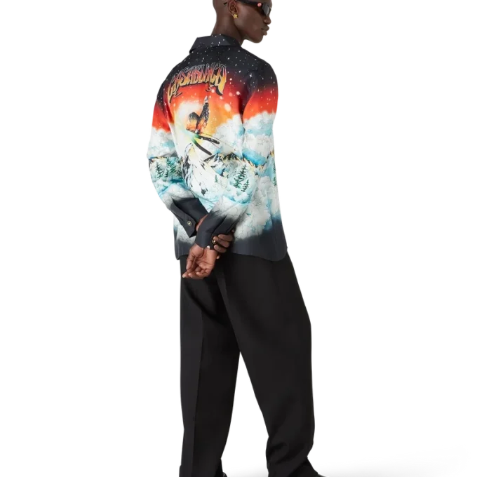 Camicia a maniche lunghe in twill di seta Ski Lake