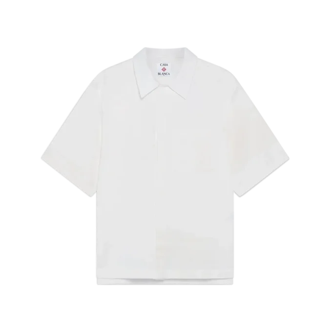 Camicia a pantaloncini con monogramma bianco