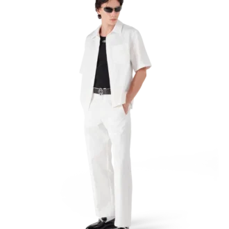 Camicia a pantaloncini con monogramma bianco