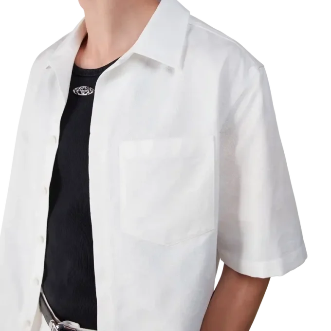 Camicia a pantaloncini con monogramma bianco