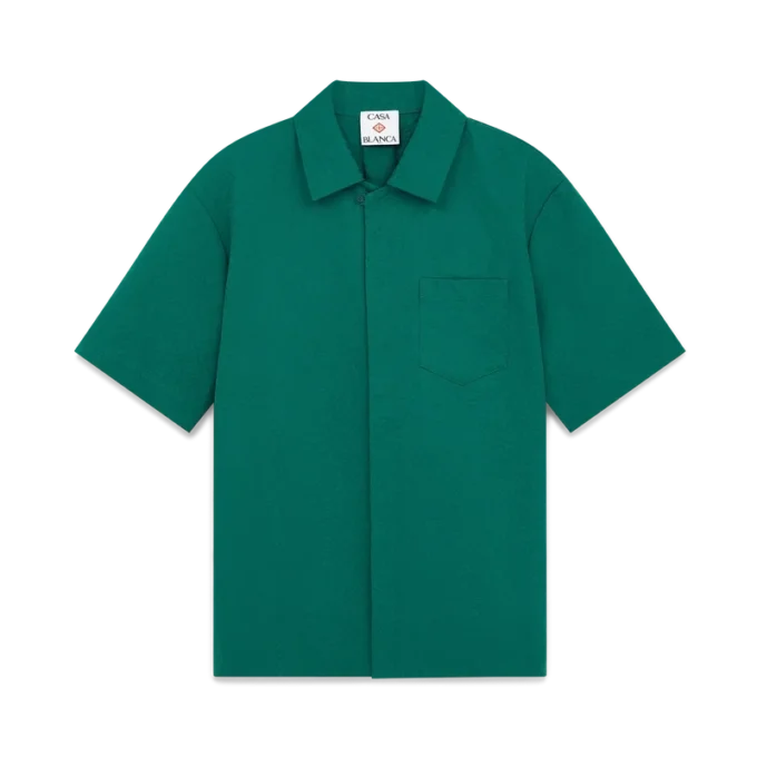 Camicia a pantaloncini in cotone jacquard con monogramma