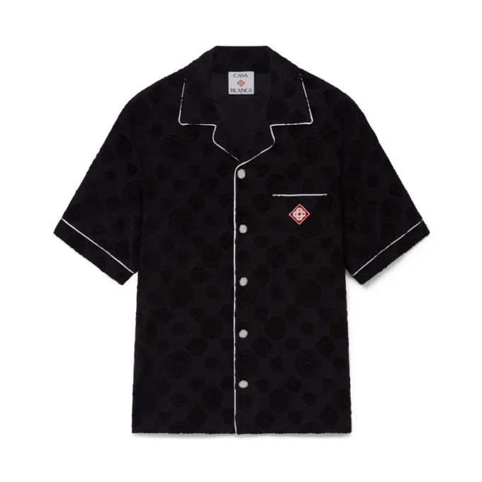 Camicia a pantaloncini in spugna con monogramma