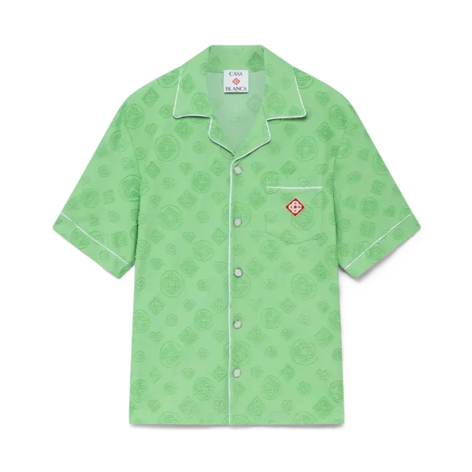 Camicia a pantaloncini in spugna con monogramma