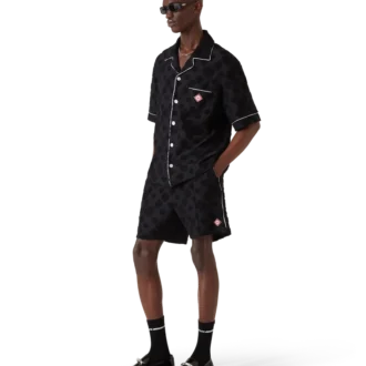 Camicia a pantaloncini in spugna con monogramma