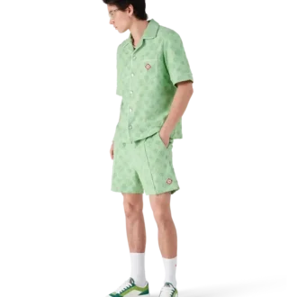 Camicia a pantaloncini in spugna con monogramma