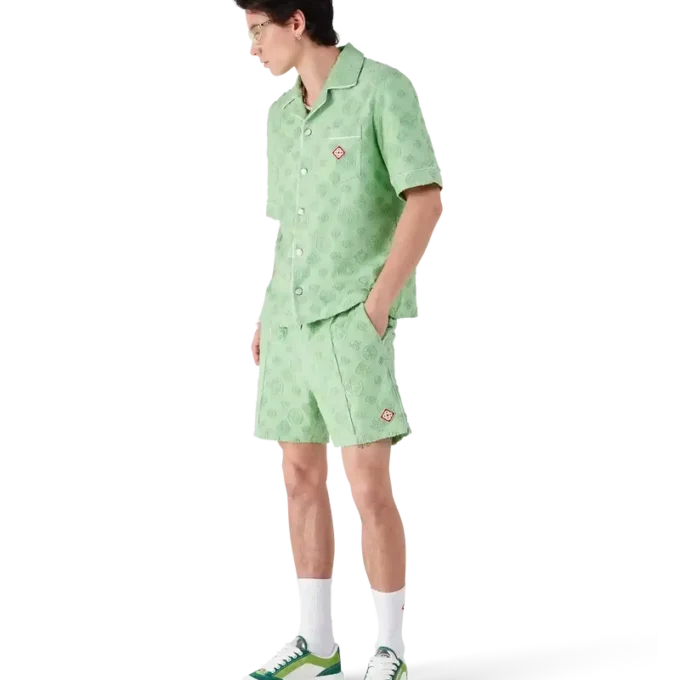 Camicia a pantaloncini in spugna con monogramma