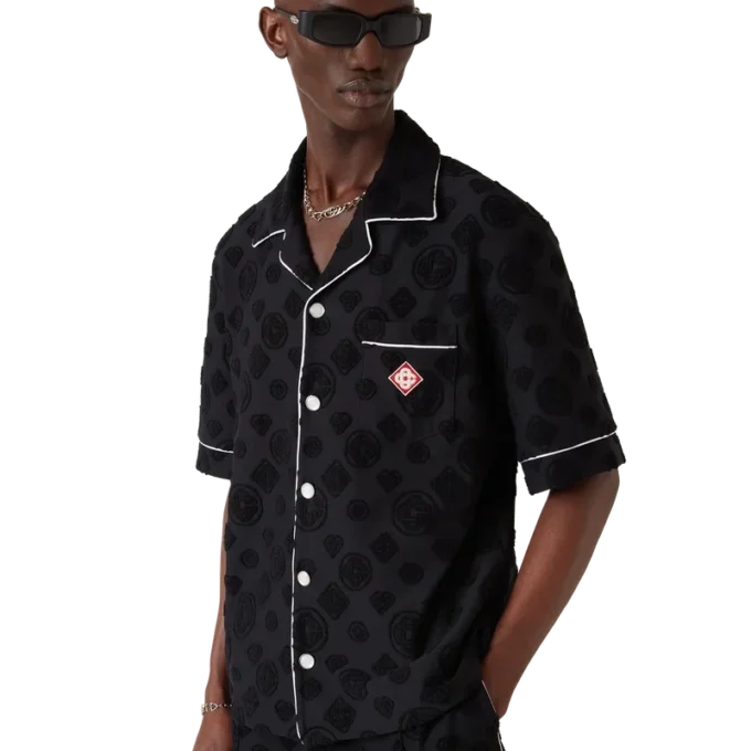 Camicia a pantaloncini in spugna con monogramma