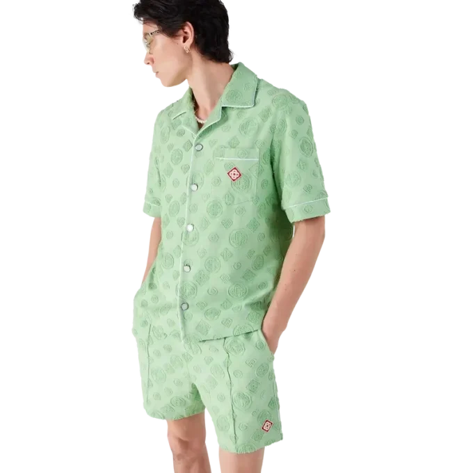 Camicia a pantaloncini in spugna con monogramma