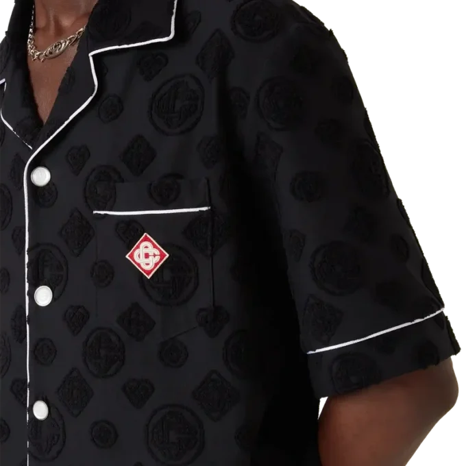 Camicia a pantaloncini in spugna con monogramma