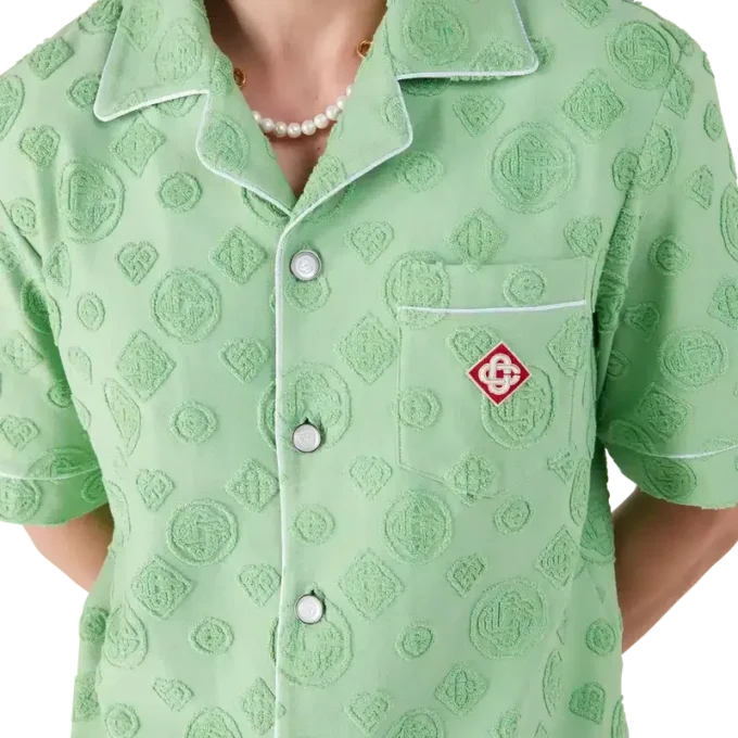 Camicia a pantaloncini in spugna con monogramma