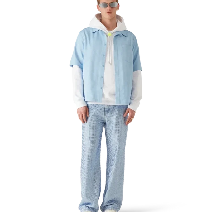 Camicia a pantaloncini Monogram azzurra