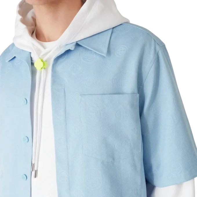 Camicia a pantaloncini Monogram azzurra