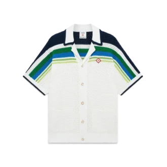 Camicia a righe in maglia a maniche corte in pantaloncini