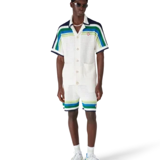 Camicia a righe in maglia a maniche corte in pantaloncini