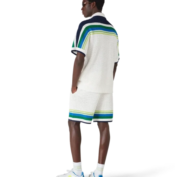 Camicia a righe in maglia a maniche corte in pantaloncini Camicia a righe in maglia a maniche corte in pantaloncini