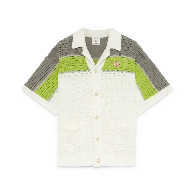 Camicia a righe in maglia all’uncinetto