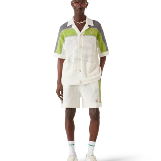 Camicia a righe in maglia all’uncinetto