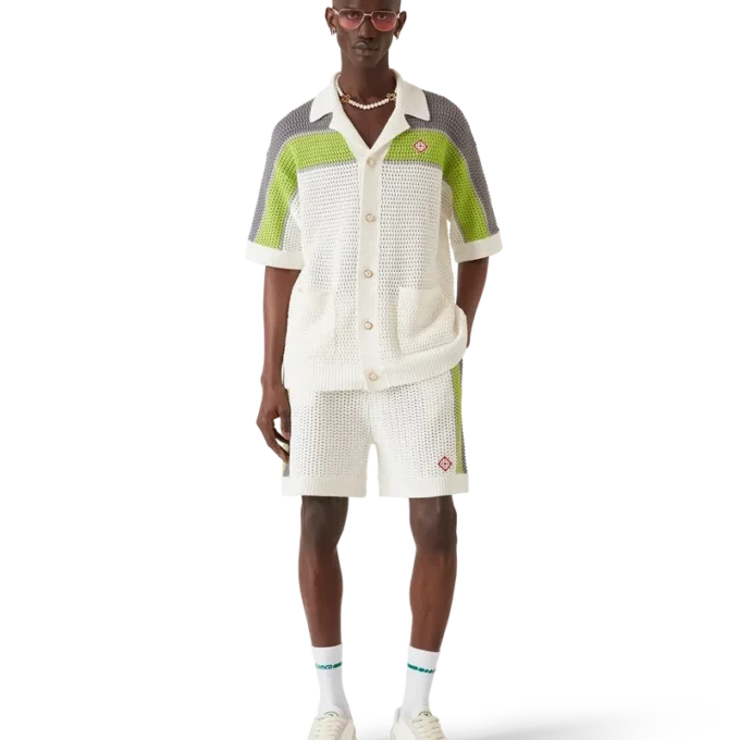 Camicia a righe in maglia all’uncinetto