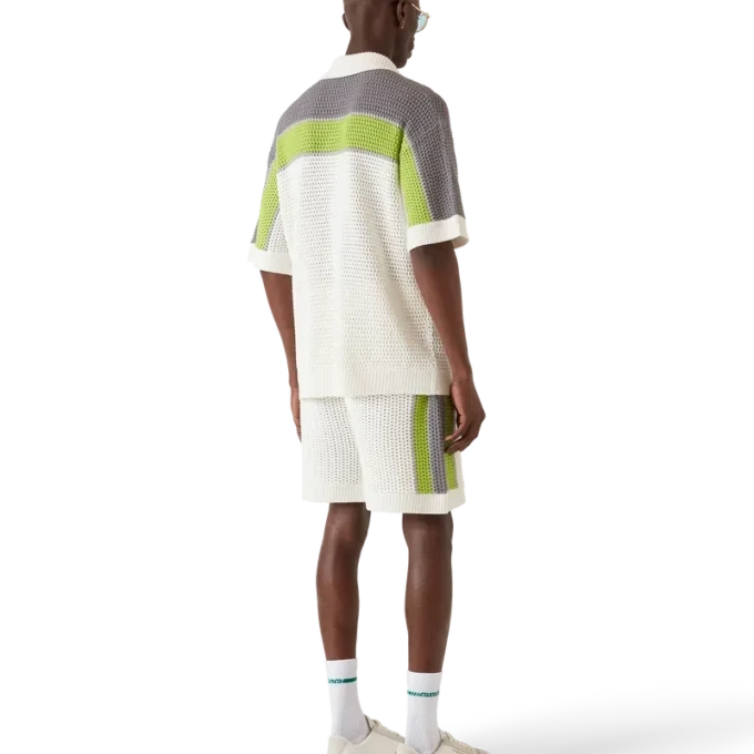 Camicia a righe in maglia all’uncinetto