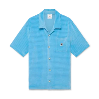 Camicia a righe in velluto a maniche corte in pantaloncini