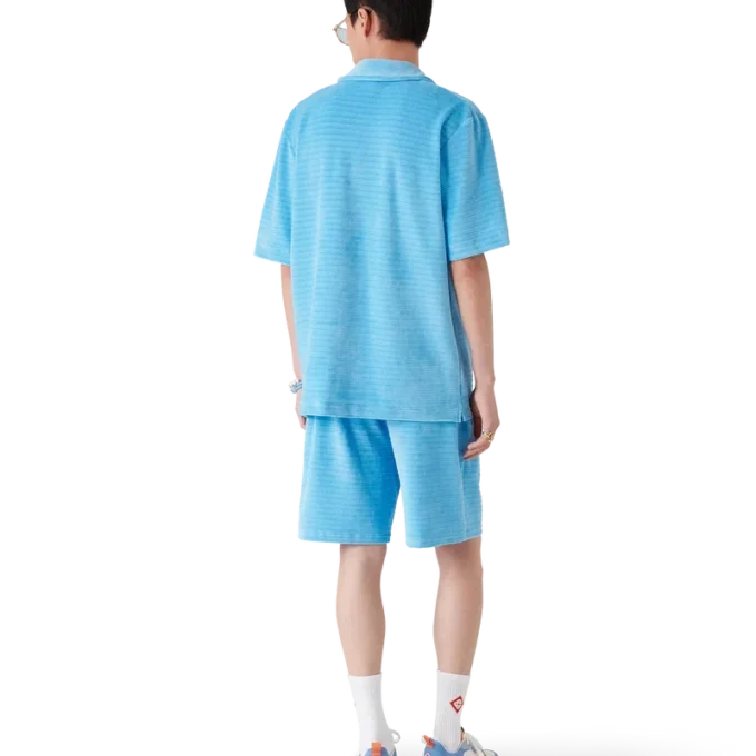 Camicia a righe in velluto a maniche corte in pantaloncini