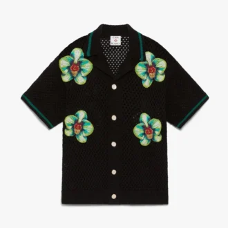 Camicia all’uncinetto a pantaloncini con ricamo Glitch Orchid