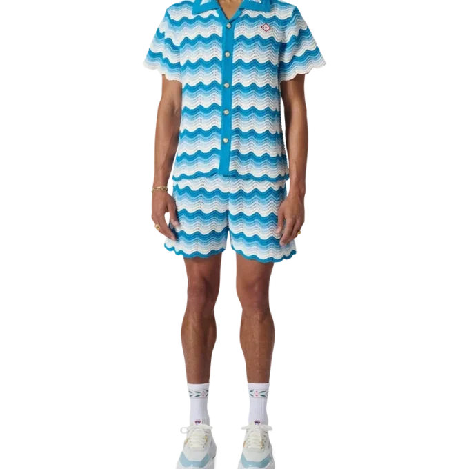 Camicia all’uncinetto con sfumatura ondulata