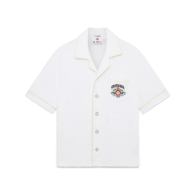 Camicia classica in spugna a maniche corte bianca in pantaloncini