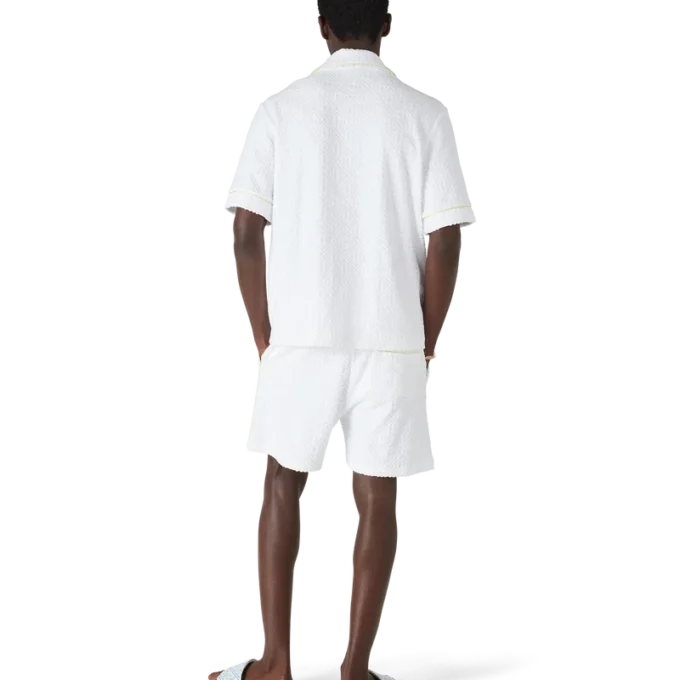 Camicia classica in spugna a maniche corte bianca in pantaloncini