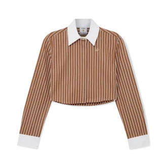 Camicia corta a maniche lunghe a righe