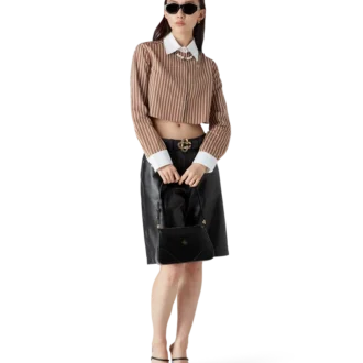 Camicia corta a maniche lunghe a righe