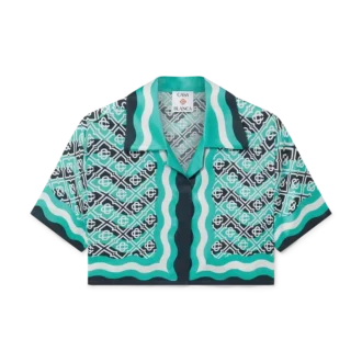 Camicia corta in seta Monogram Wave