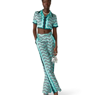 Camicia corta in seta Monogram Wave