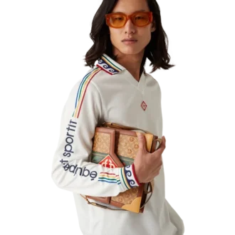 Camicia da calcio a maniche lunghe con monogramma jacquard