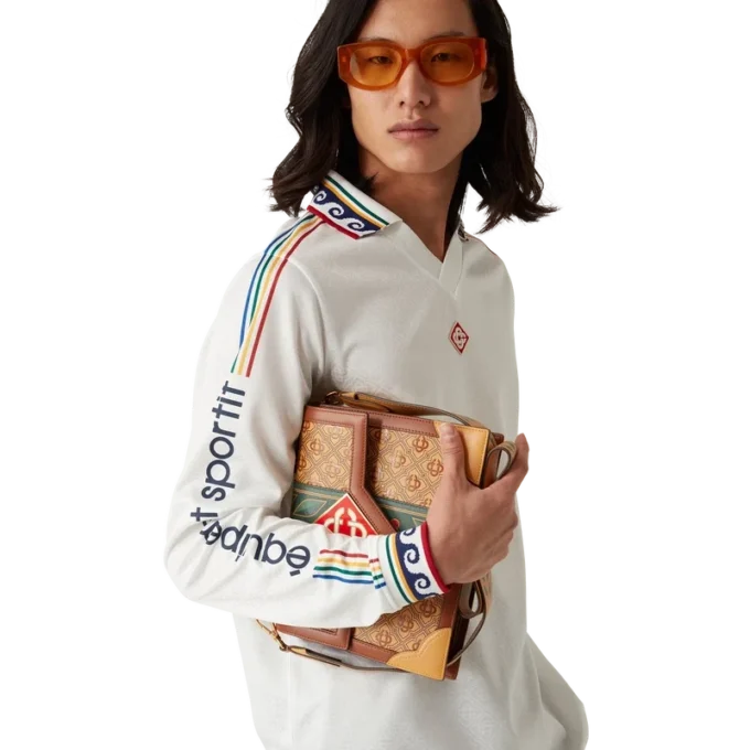 Camicia da calcio a maniche lunghe con monogramma jacquard Camicia da calcio a maniche lunghe con monogramma jacquard