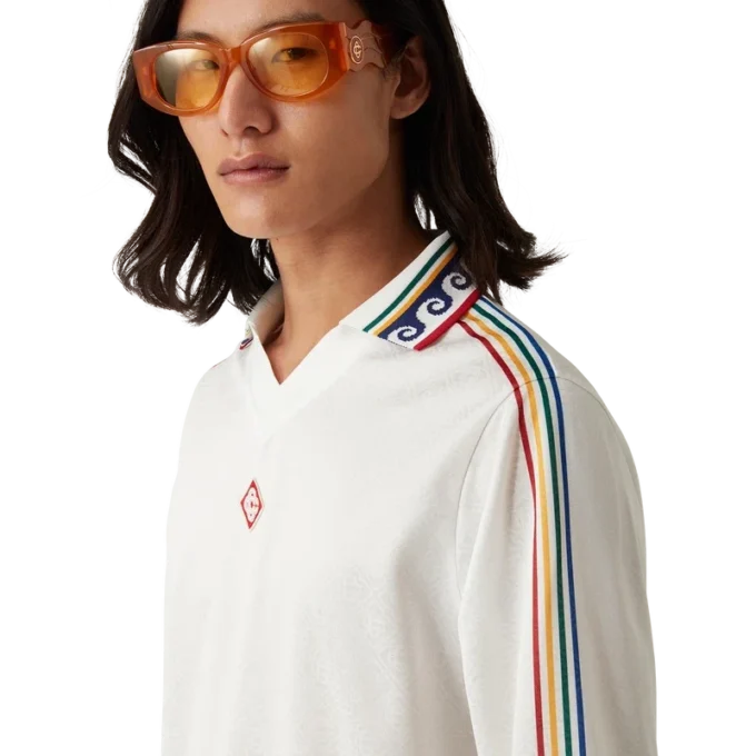 Camicia da calcio a maniche lunghe con monogramma jacquard Camicia da calcio a maniche lunghe con monogramma jacquard