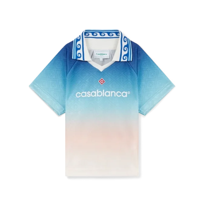 Camicia da calcio con monogramma jacquard