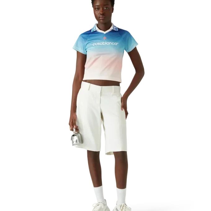 Camicia da calcio con monogramma jacquard