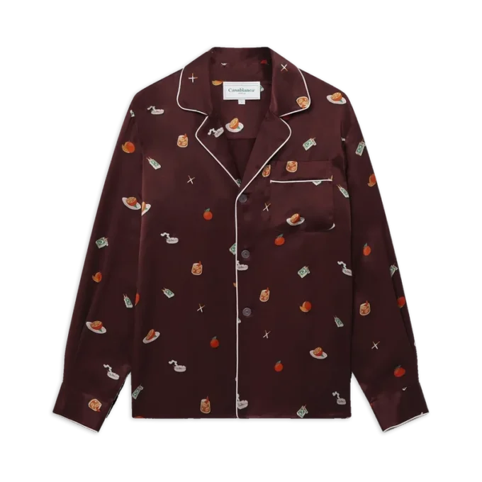 Camicia da pigiama in raso di seta Vices