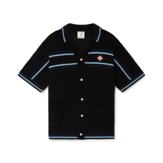 Camicia da tennis in cotone all’uncinetto a pantaloncini