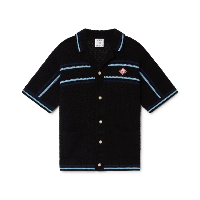 Camicia da tennis in cotone all’uncinetto a pantaloncini