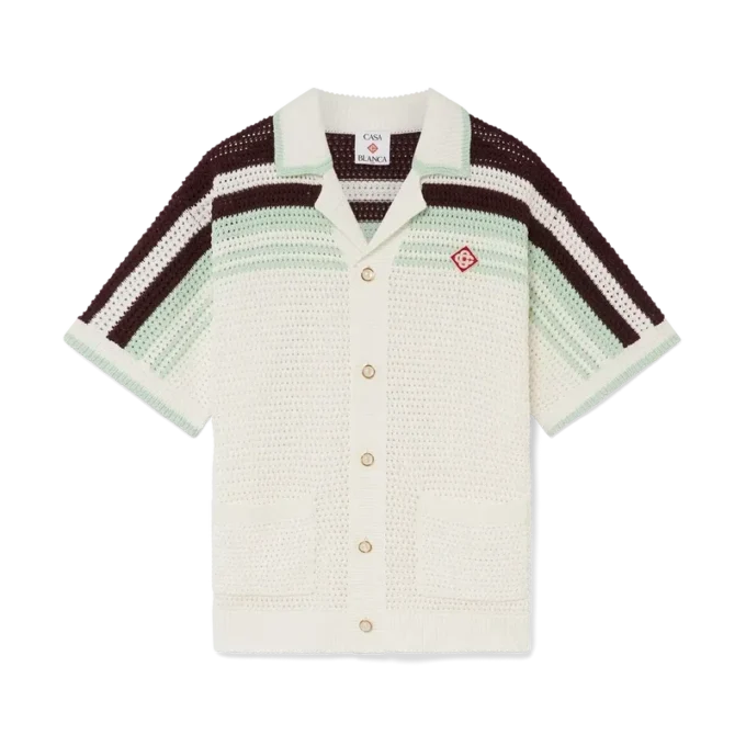 Camicia da tennis in cotone all’uncinetto a pantaloncini