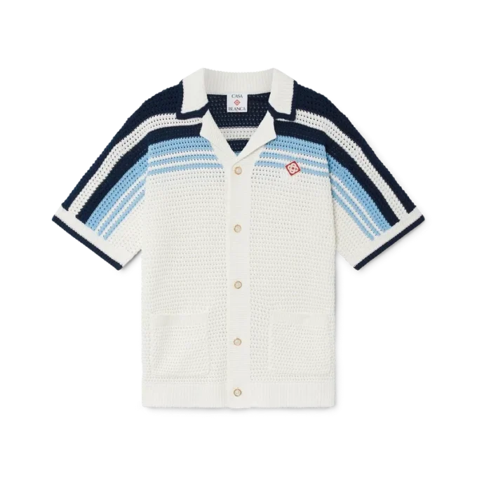 Camicia da tennis in cotone all’uncinetto a pantaloncini