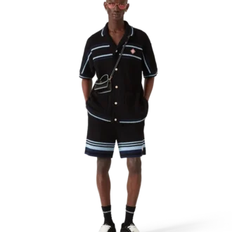 Camicia da tennis in cotone all’uncinetto a pantaloncini